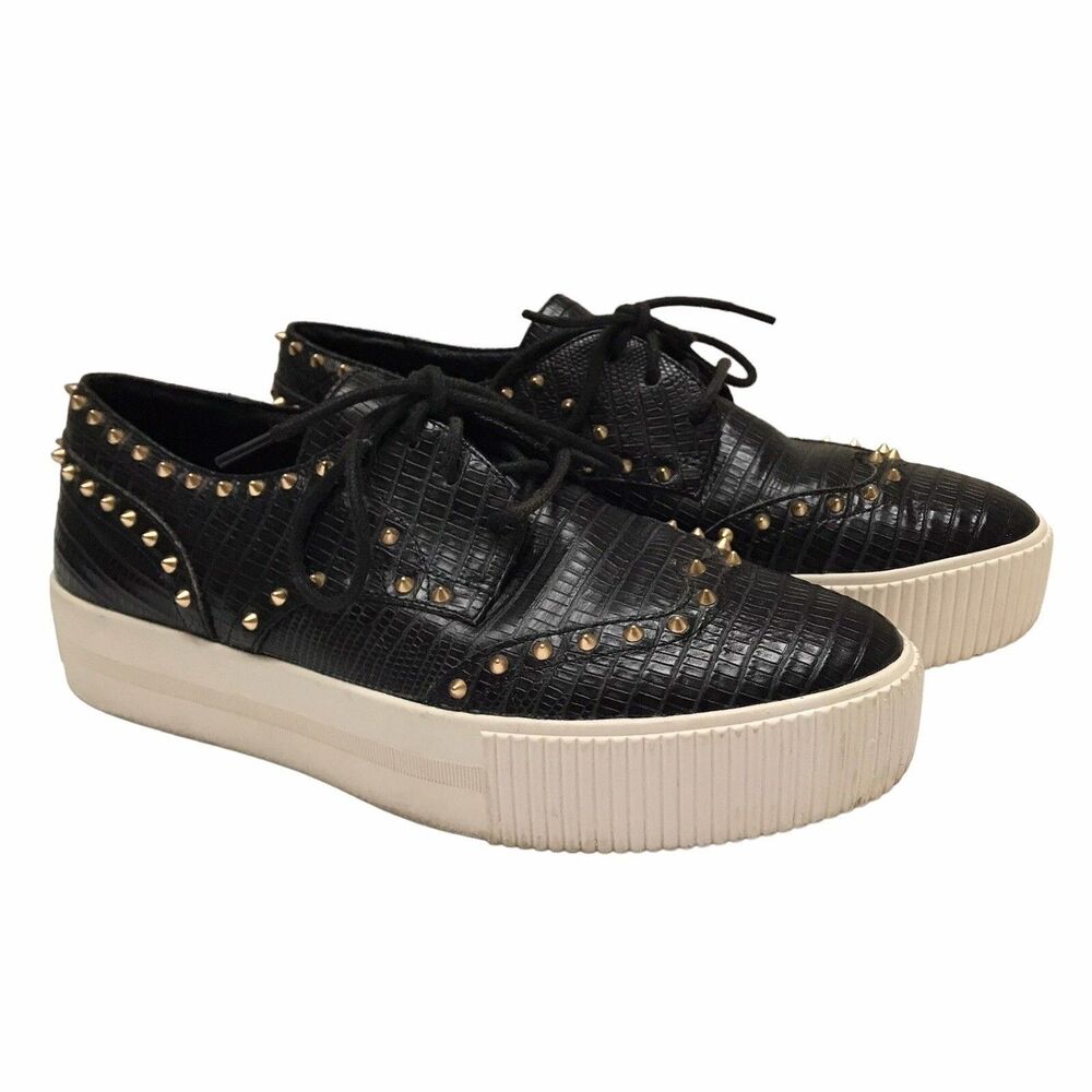 Ash Women's Black Leather Krush Platform Spike Oxford Shoe Sneaker Women Size 38 - Picture 8 of 8